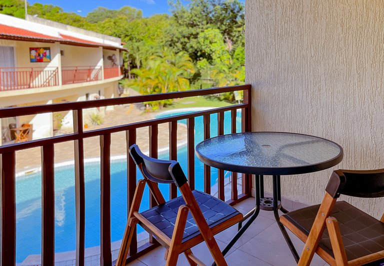 Flat 201- Primeiro andar com vista piscina