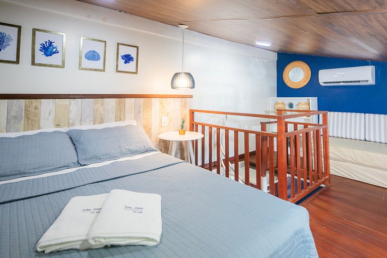 Flat 250 - Primeiro andar com mezanino e vista piscina