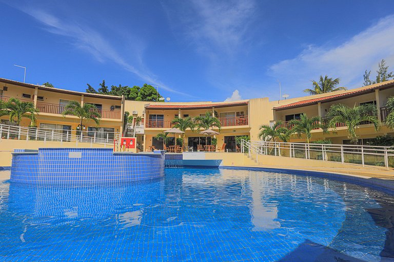 Apê climatizado com vista piscina