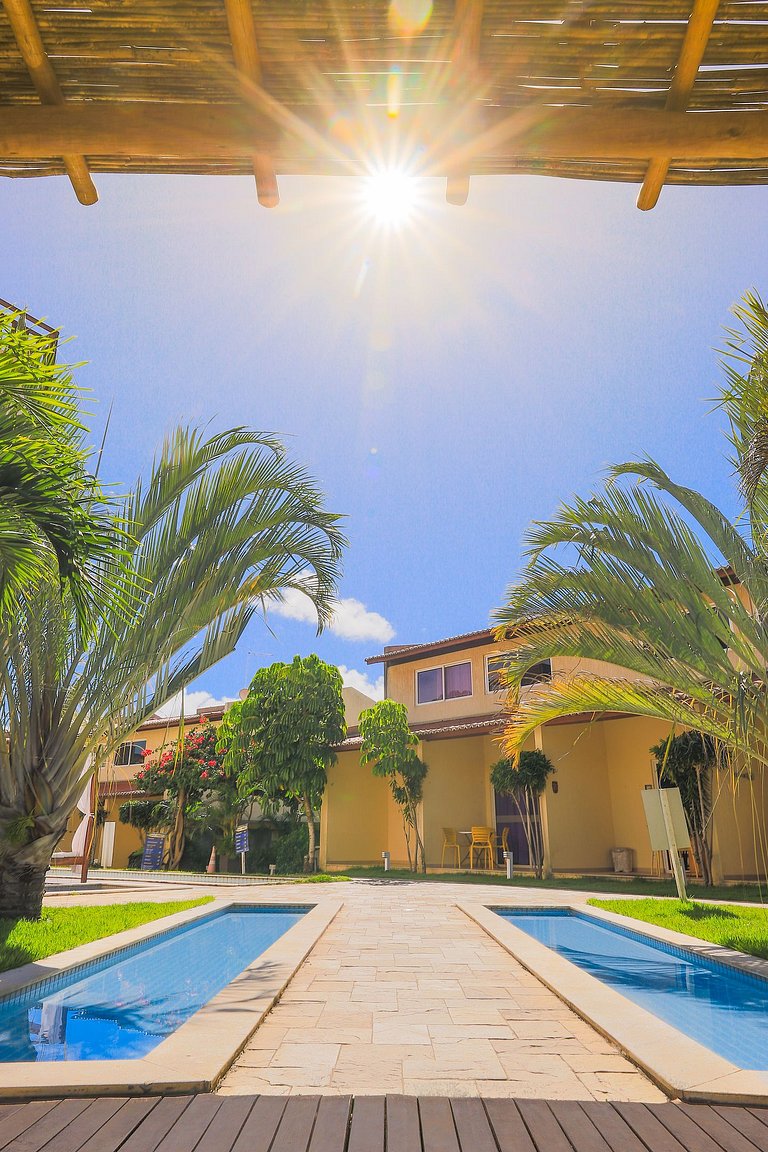 Apê climatizado com vista piscina
