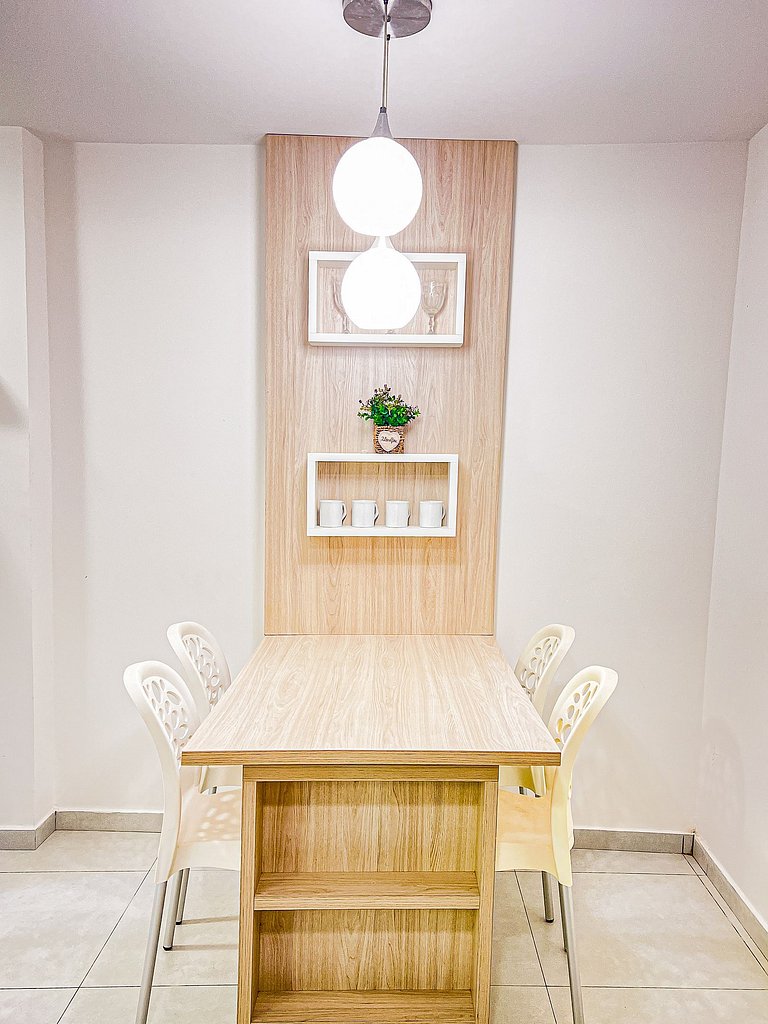Apart charmoso vista jardim