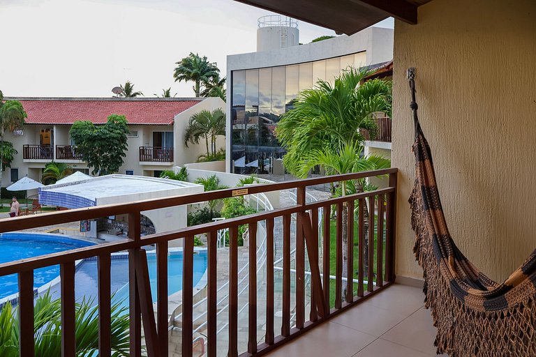 Beautiful superior flat with balcony in front of the pool