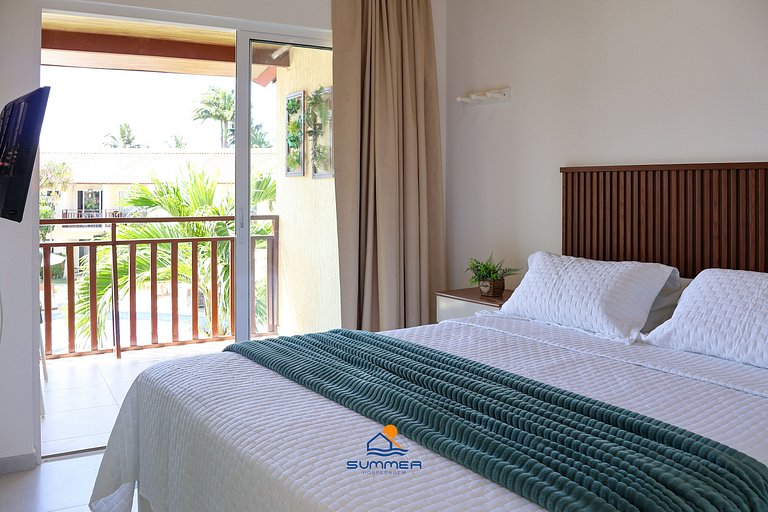 Apê climatizado com vista piscina