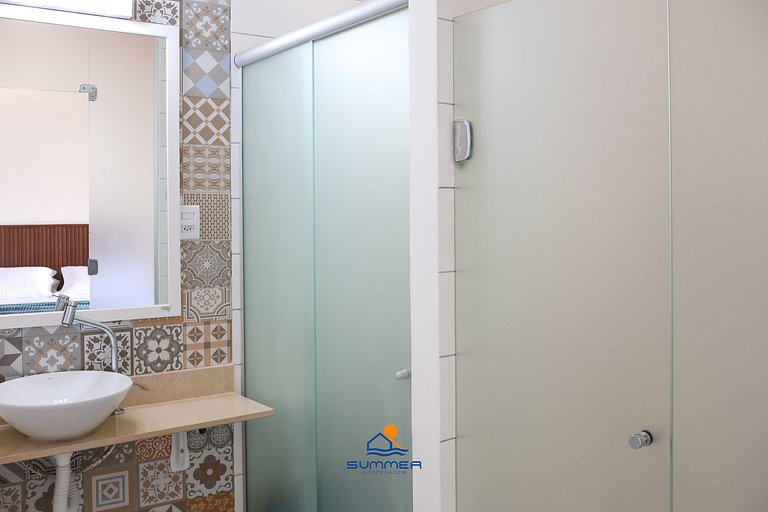 Apê climatizado com vista piscina