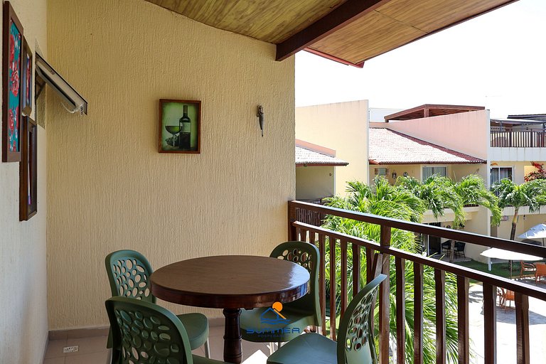 Apê climatizado com vista piscina