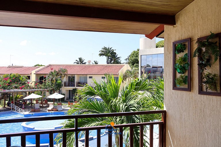 Apê climatizado com vista piscina