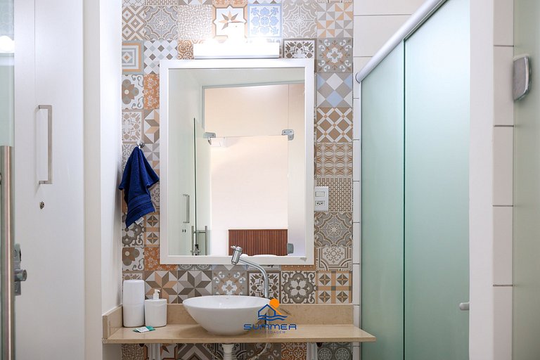 Apê climatizado com vista piscina