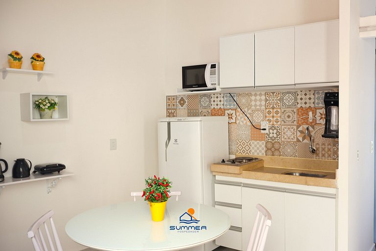 Apê climatizado com vista piscina