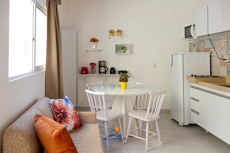 Apê climatizado com vista piscina