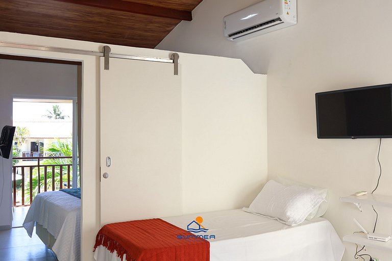 Apê climatizado com vista piscina