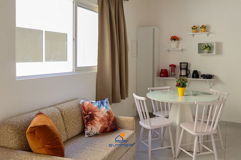 Apê climatizado com vista piscina