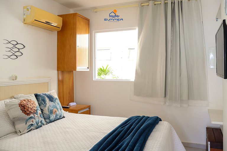 Apê vista piscina climatizado 400 metros do centro