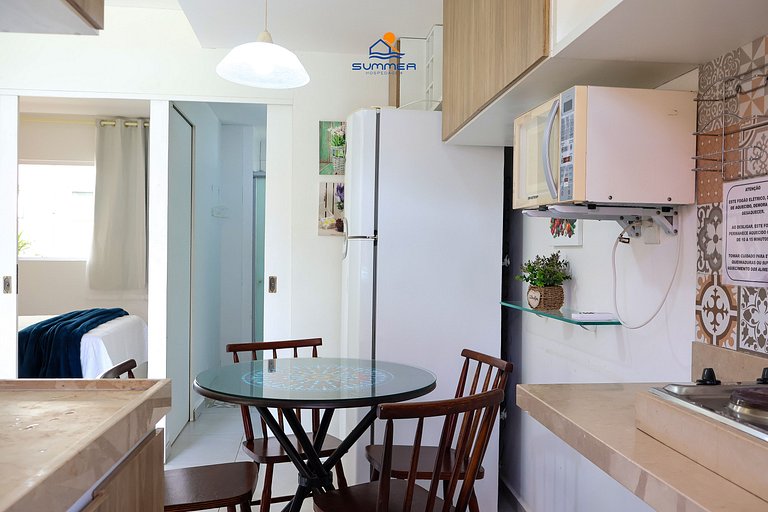 Apartment with a view of the heated pool 400 meters from dow