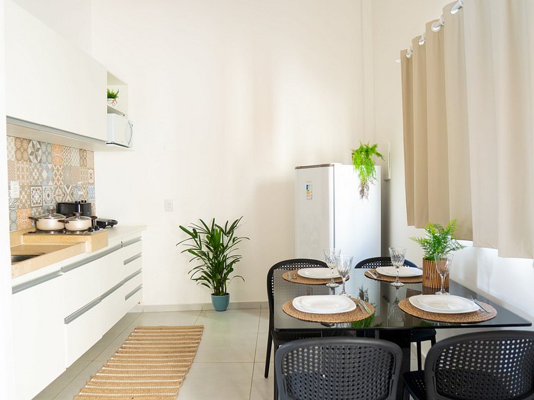Apê climatizado com vista piscina familia