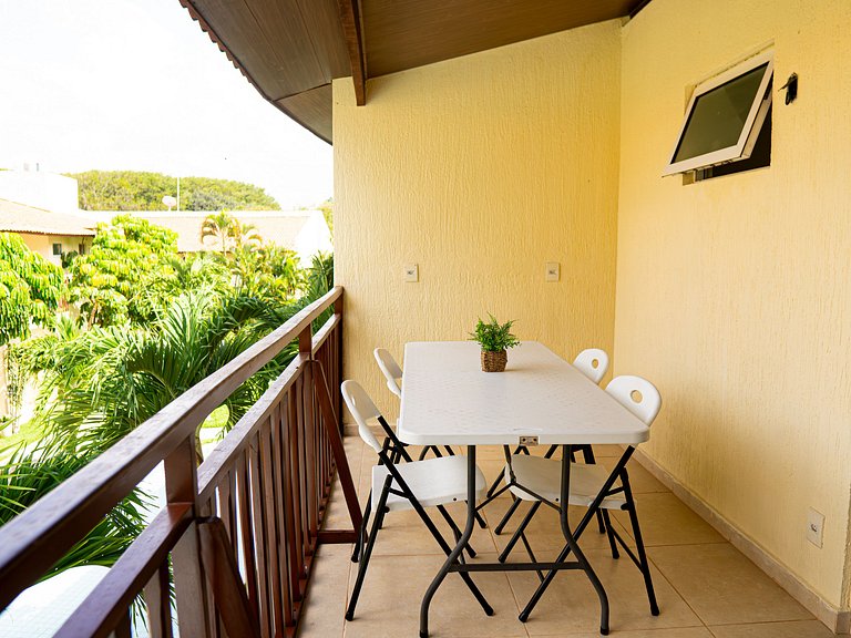 Apartamento climatizado con vista a la piscina para la famil
